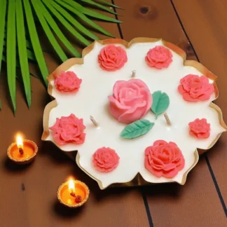 Scented & Flower Decorated Star Urli Candle 5.5 inch