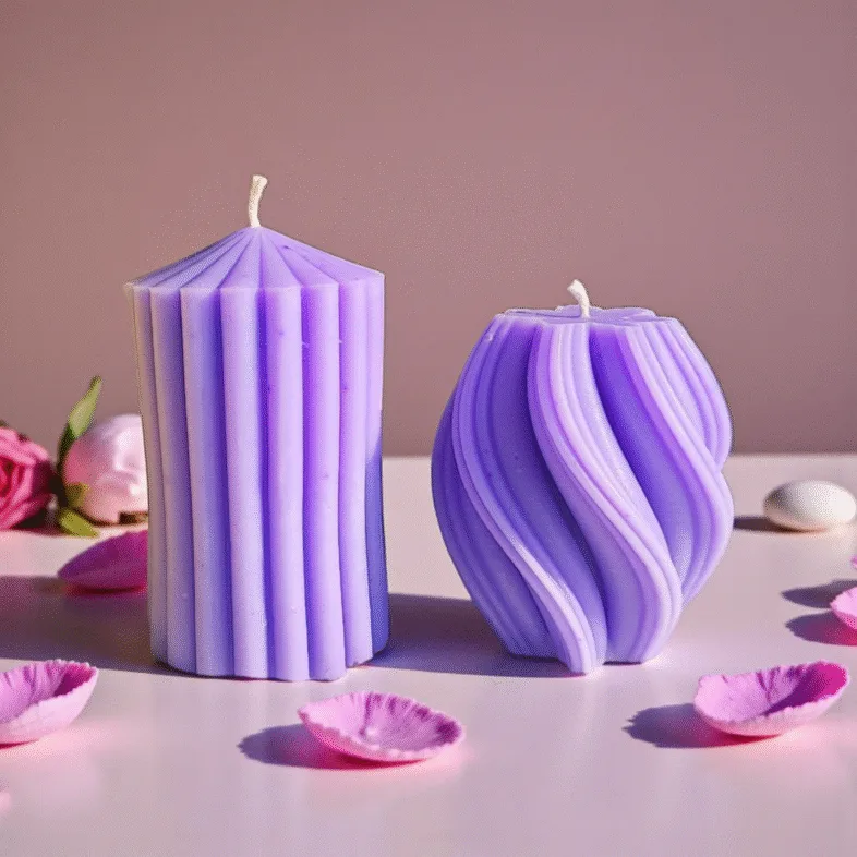 Spiral Pillar Candle Combo (Set of 2) - Image 2