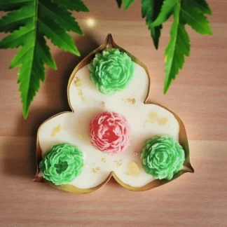 Metal Urli Candle 4.5 inch (Soy Wax) Flower Decorated