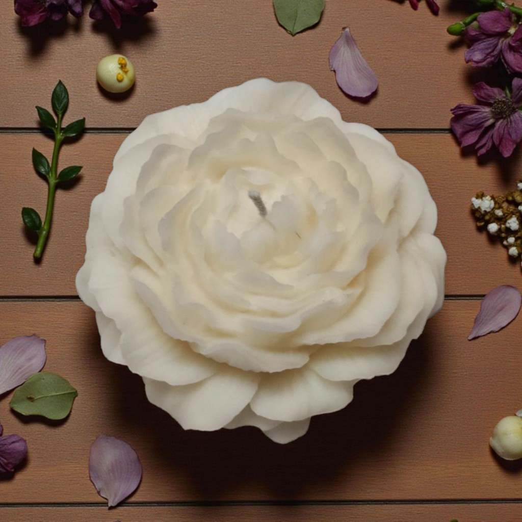 Scented White Rose Candle with Jasmine Fragrance - Image 2